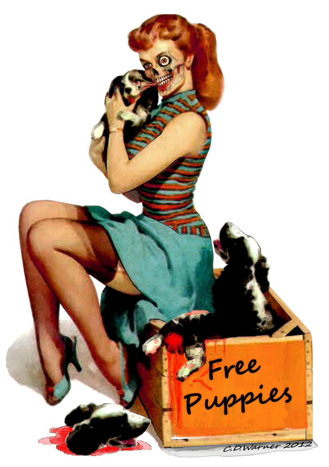 Mens T-shirt Nom Nom Puppies Zombie Pinup Tee Shirt Sizes S  M  L  XL  XXL XXXL