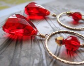 Red Faceted Dangle Earrings