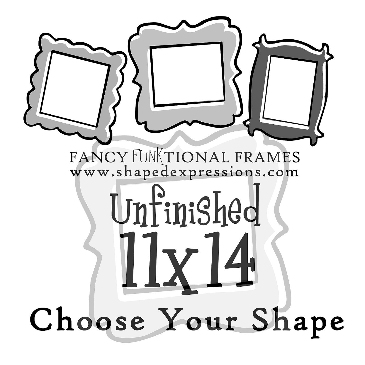 11x14 whimsical picture frame - Unfinished - Choose your shape