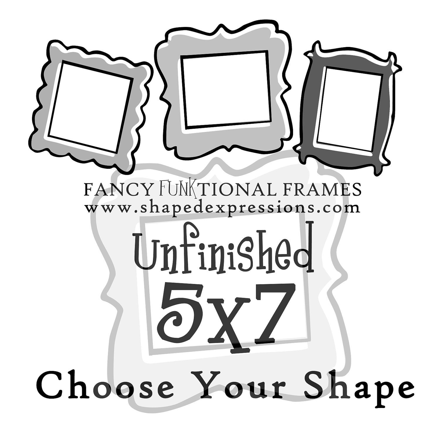 5x7 whimsical picture frame - Unfinished - Choose your shape