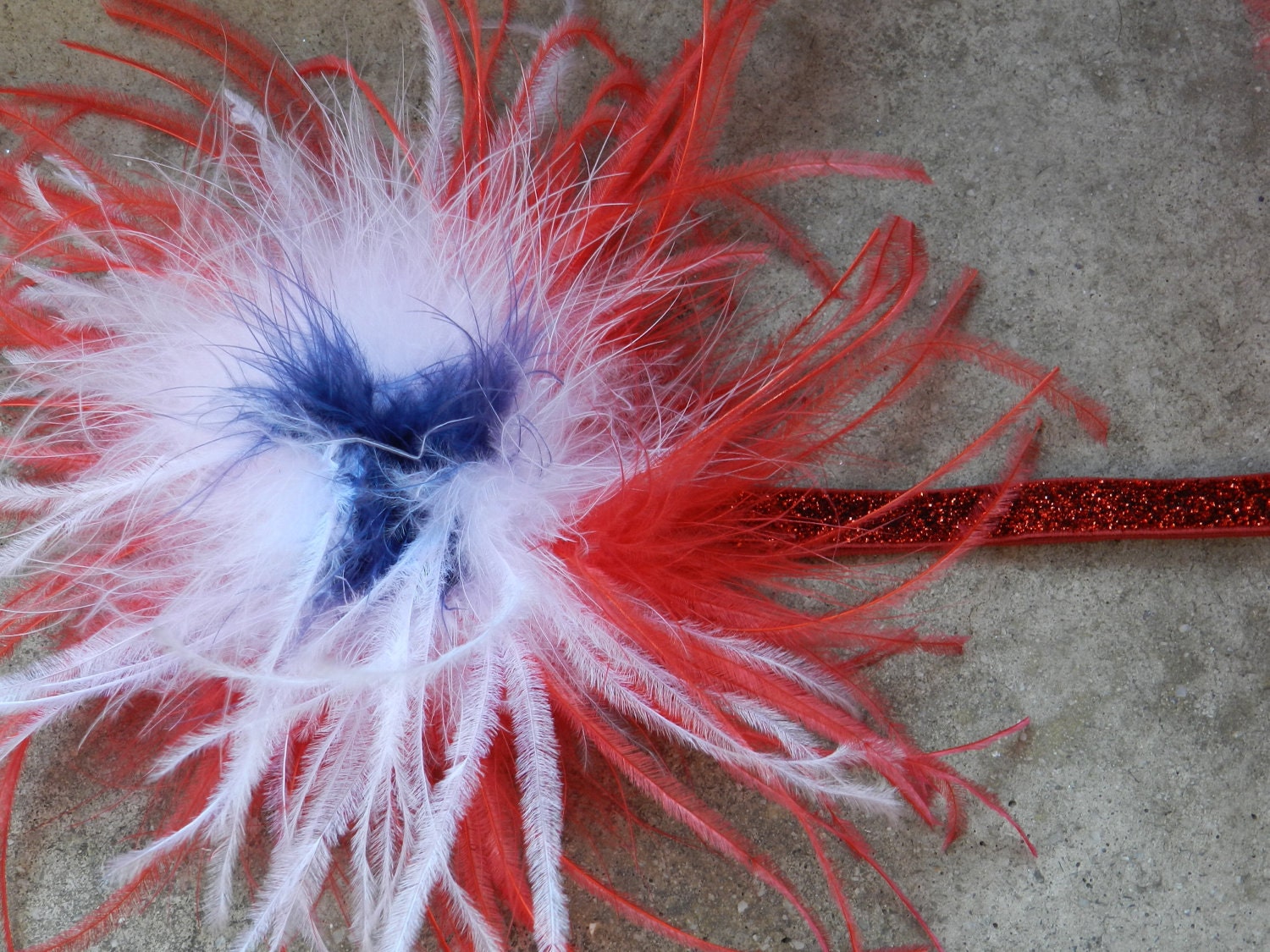 Custom Couture Red Firework Headband/ 4th of July Heaband