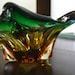 SALE Authentic Vintage Murano Glass Angel Fish Candy Dish-Amber and Forest Green-Gorgeous