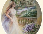 Romantic Fine art Print landscape Flower woman bedroom, White dress,