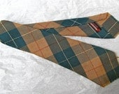 Vintage Hand-Woven Fringed Necktie - 1930s 1940s Plaid Shorty Tie EXC