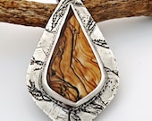 Imagining the Landscapes, Fine Silver Pendant made with Deschutes picture jasper, Freshwater  Pearls