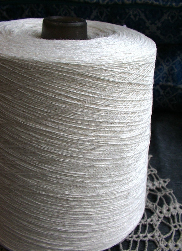 Organic Linen White Yarn Thread on cone 56 tex x 2 filament / 56 tex x 3 filament