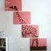 Giraffe Painting - Pink Giraffe Art - Nursery Art - Brown White - Zoo Animal Silhouette - Safari Wall Art 18 x 24 (Set of 4)