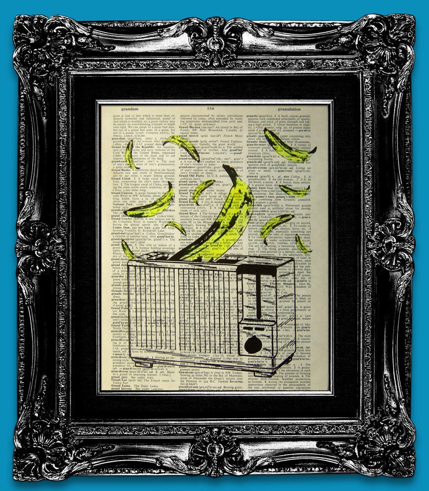 Kitchen Wall Decor Kitchen Art Print, DICTIONARY PRINT, Pop Art, Food Art, Banana Art, Andy Warhol Poster Wall Art Painting, Miracle Toaster
