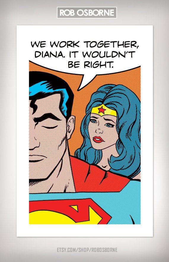 WE WORK TOGETHER Wonder Woman Comic Book Pop Art Print 11x17 by Rob Osborne