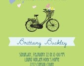 Bridal Shower Invitation: DIY-Printable. Customizable. Hip Bicycle. Basketful of LOVE.