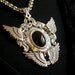 Gothic Silver Double Wings Pendant - Black Onyx Gemstone - Fantasy Gothic Jewelry - Wings Necklace