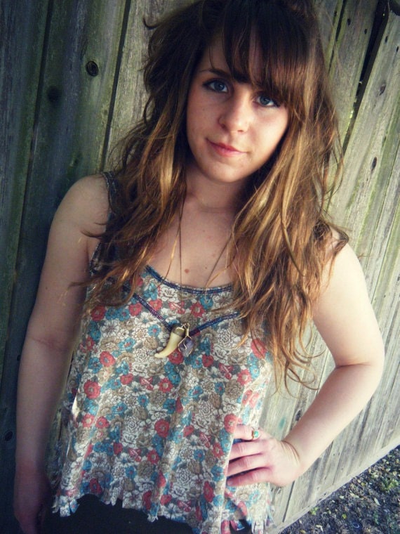 Floral Fringed Tank Top