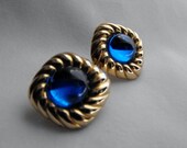 Square Moody Blues Lucite Cabochon Earrings