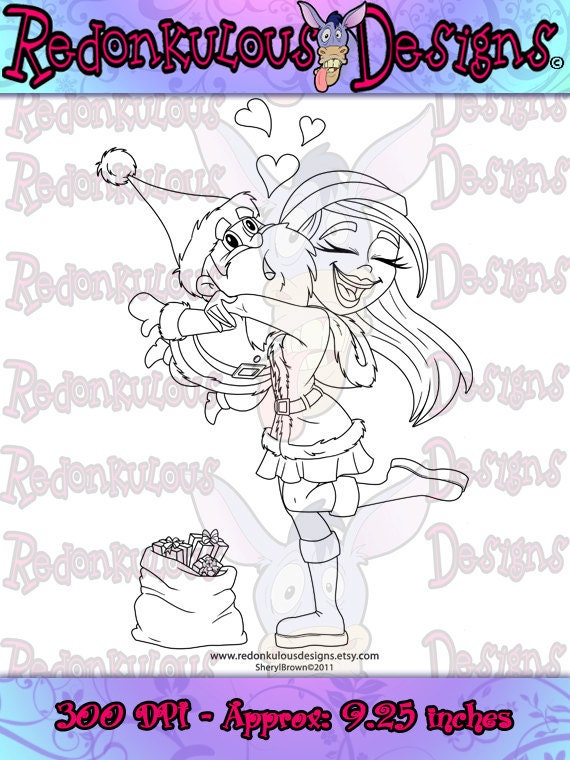 Digital Stamps - Hugs For Santa - Christmas Stamp, Digital Image