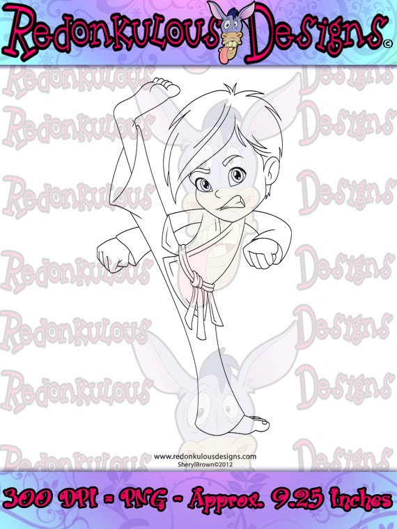 Digital Stamps - Karate Kick- Boy Digi, Digital Image