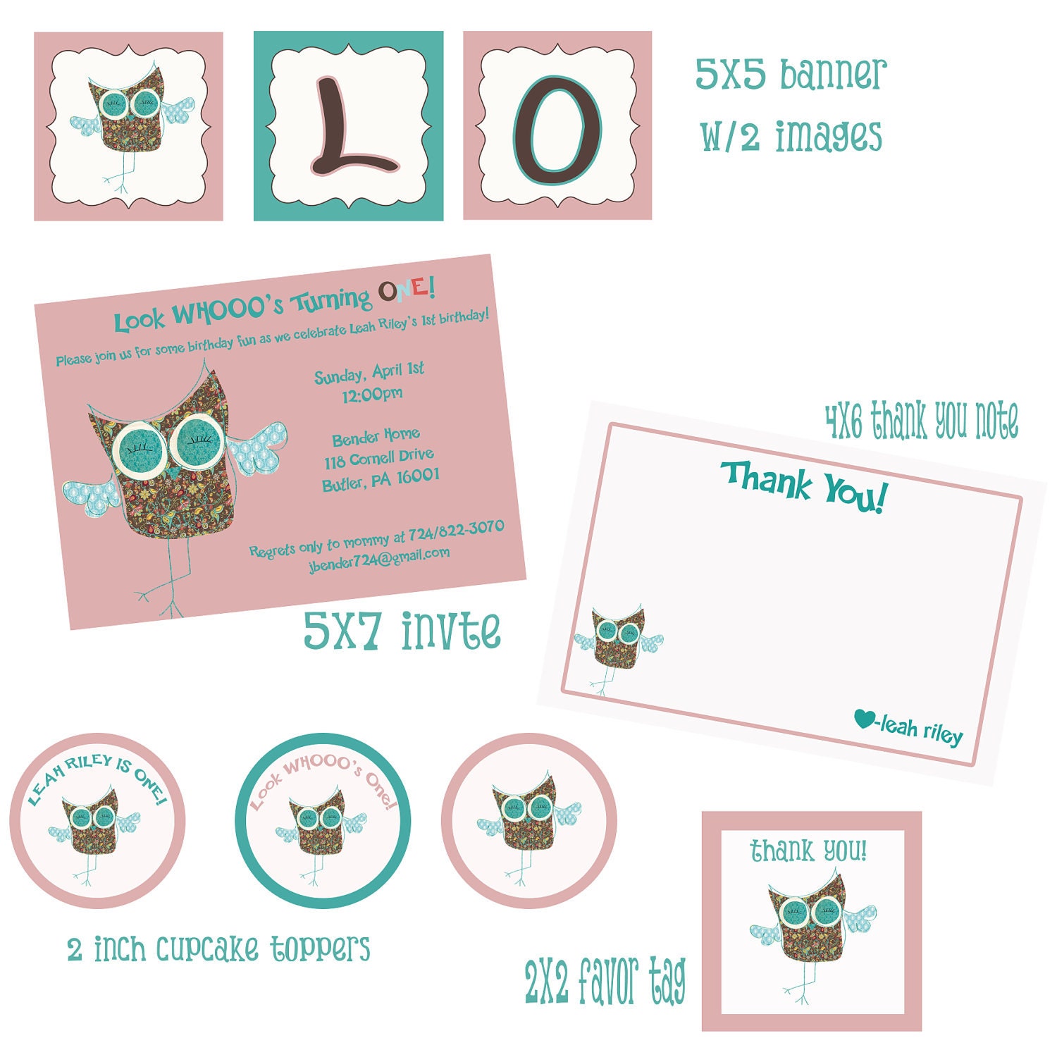 Owl Baby Shower/Birthday Party Package-Print your own Il_170x135