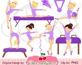 Purple Gymnastics Girls Digital Clipart Set for -Personal and Commercial Use-paper crafts,card making,scrapbooking,web design