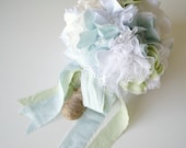 Fabric Flower Custom Wedding Bouquet, Handmade bridal bouquet, Shabby chic weddings, Cotton & lace bouquet