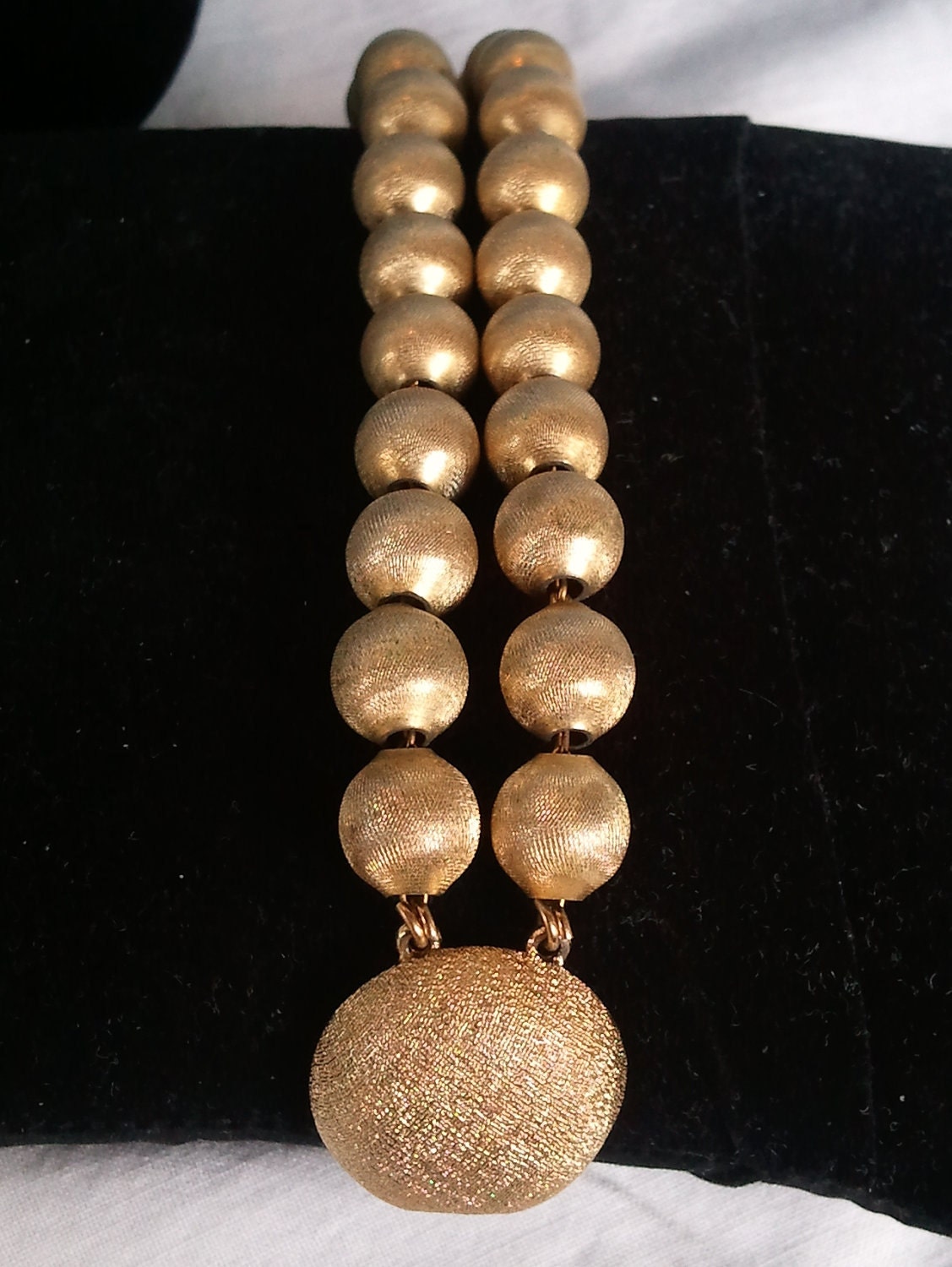 Vintage bracelet,  Designer Monet, 2 row gold metal beads, chunky designer bracelet.