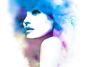Violet and Blue Hues- Watercolor Fashion Illustration Abstract Giclée Print