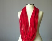 Crochet chain scarf, necklace, Red wool yarn- handmade neckwarmer autumn - winter women accessories, fall - winter fashion