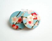 Turquoise and Red Earrings, Cherry Blossoms, Dangle Earrings, MADE TO ORDER, Gift under 15