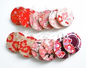 Red Floral Earrings, Large Dangle Earrings, Made to Order, Gift under 20, Japanese Washi on wood, very lightweight - PrettyKiku
