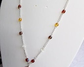Silver Shell necklace and earring set with Firepolish beads