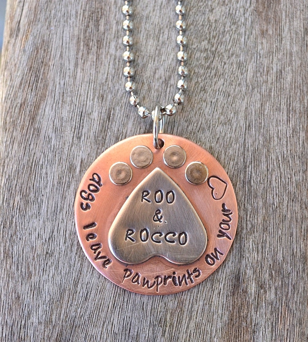 Dogs Leave Pawprints On Your Heart Personalized Handstamped Necklace