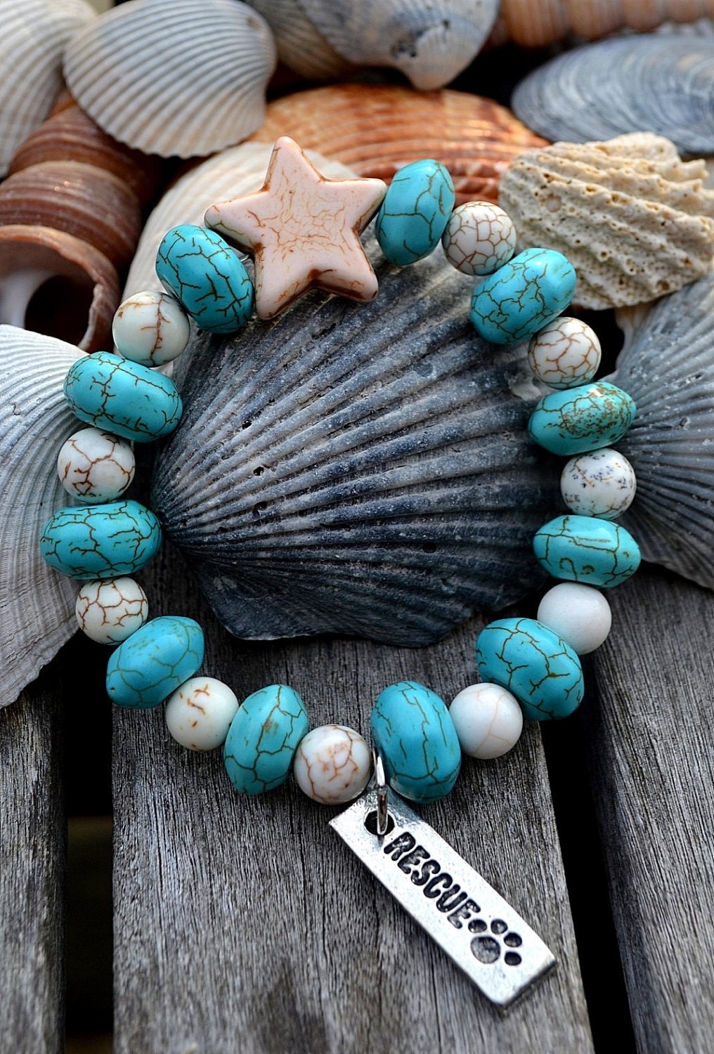 You're A Rescue Star Turquoise Stretch Bracelet