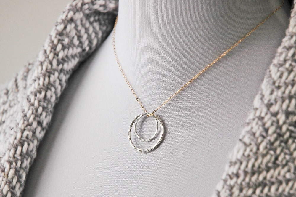 Charm Necklace Silver Circle Mixed Metal - NAPA VALLEY CHARM Collection