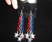 Large Patriot Star Chain Earrings (Military Pride)