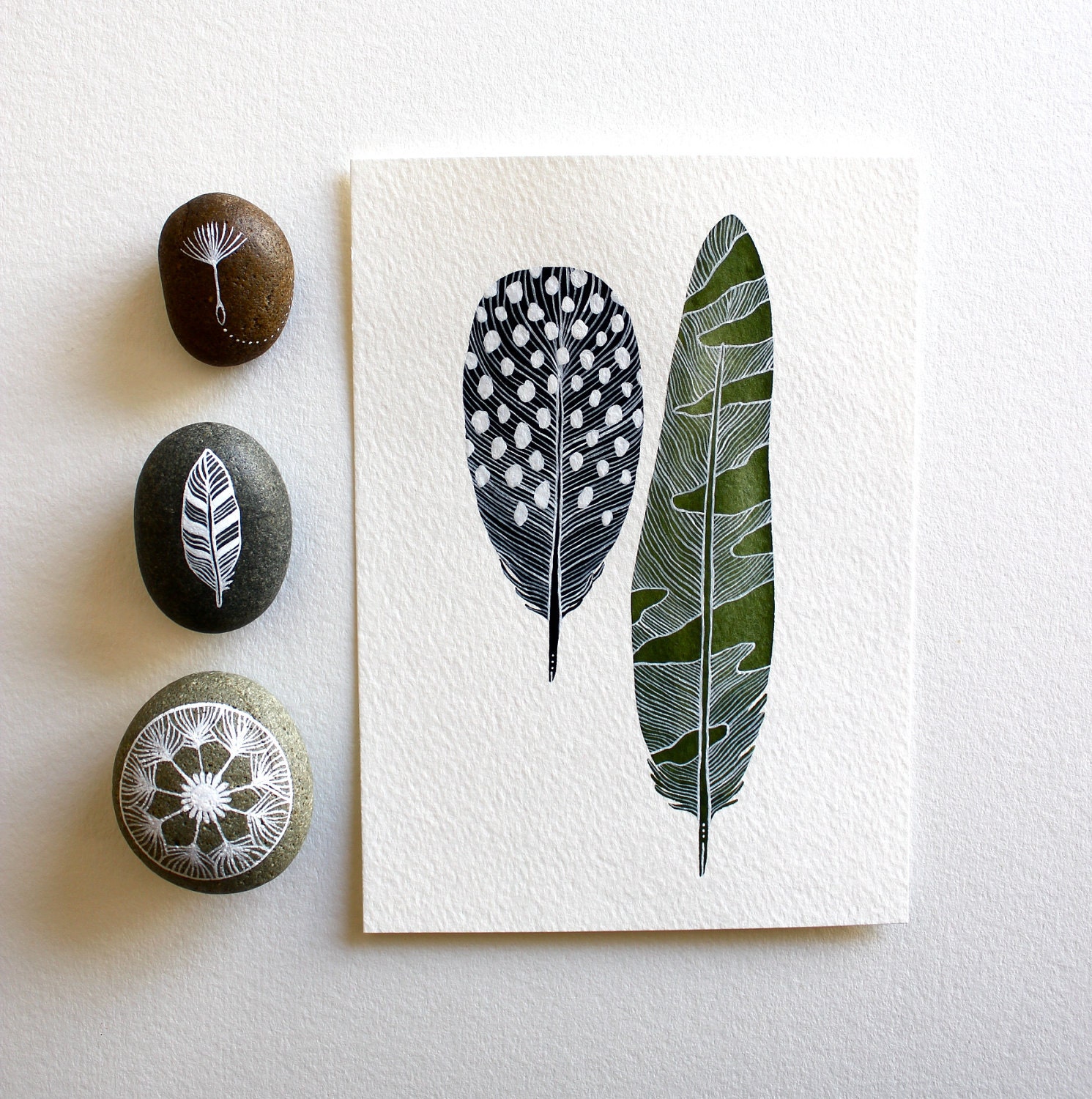 Featured in West Elm - Feather Watercolor Painting - Black Friday Cyber Monday - Archival Art Print - 5x7 Elm Feathers