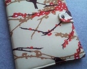 iPad cover, iPad2 or 3,  Ipad case - Book style- JD sparrows in bark and orange and white polka dot- Made to order