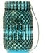 Custom Designed Blue Glass Mason Jar Lantern With Gunmetal Accents