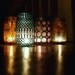 Custom Designed Blue Glass Mason Jar Lantern With Gunmetal Accents