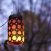 Hand Painted Mason Jar Lantern, Violet Glass with Gunmetal Accents
