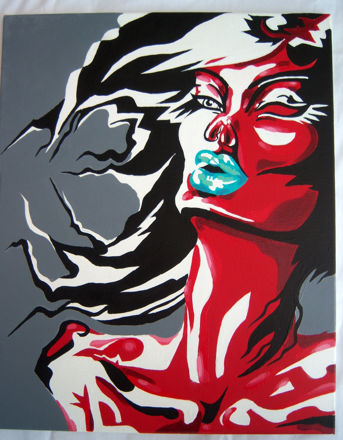 Five Times Broken, Surreal Original Pop Art: Acrylic Original Art