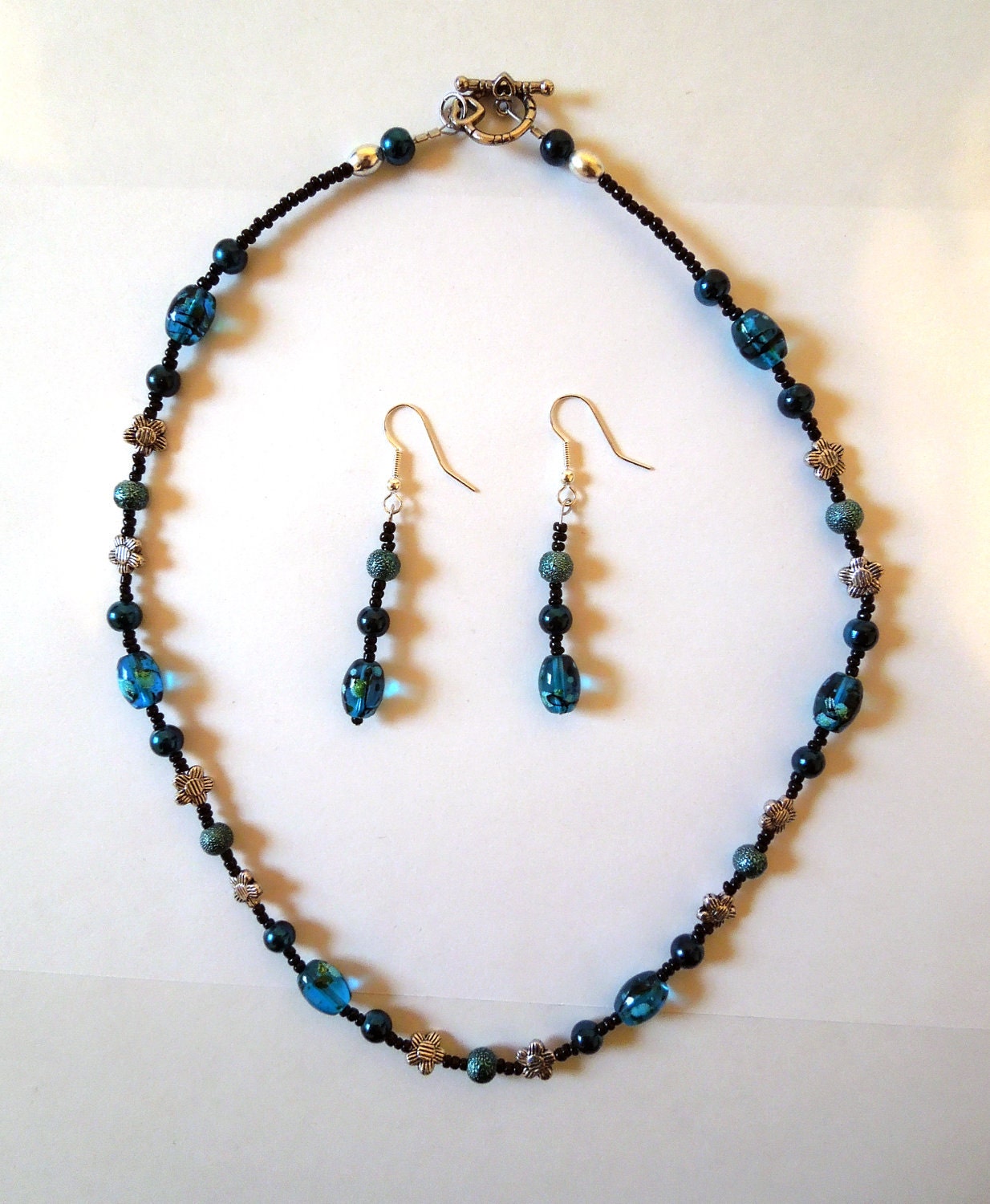 Flowers and Ice Necklace and Earring Set