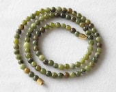 Green Jade Necklace - Genuine Natural Stone. 4mm Round Beads. 16" Length. African Jade. MapenziGems