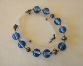 Handmade Recycled GLASS and Ethiopian Silver Beads Necklace FREE Earrings Upcycled Kitengela Glass Blue Color. MapenziGems G04