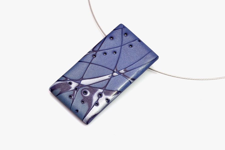 Minimalist Blue Pendant Necklace Sea Inspired Nautical Contemporary Casual Jewelry Original Design Wearable Art