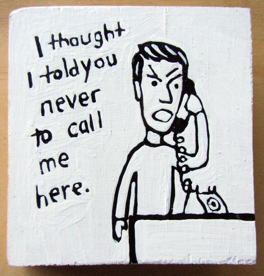 Comic Painting on Wood - Cranky Man
