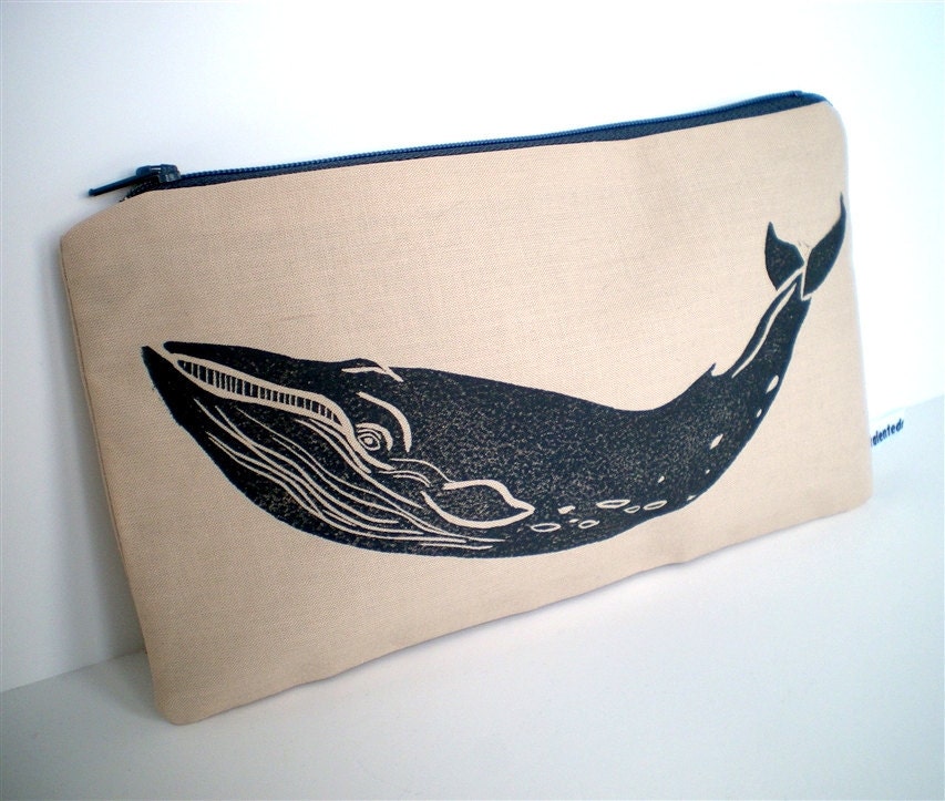 Nautical PURSE - Ocean Whale zipped POUCH