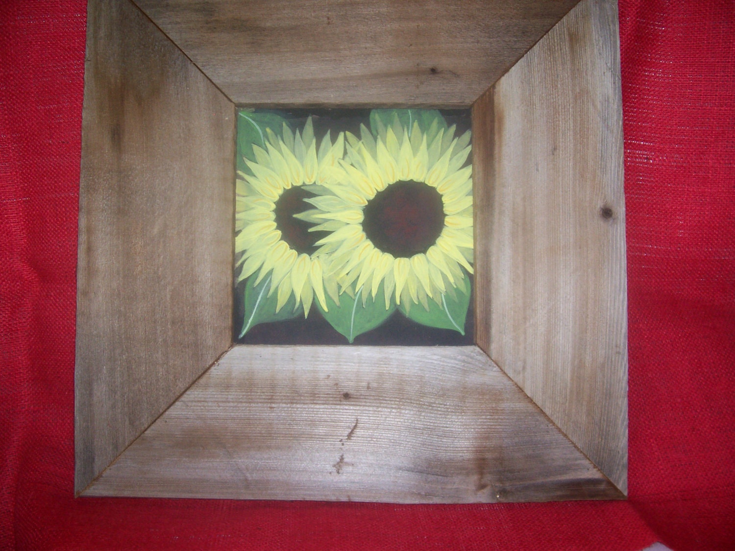 Rustic, Wood, Wall Hanging, Hand Painted, Sunflowers, Salvaged, Primitive, Wall, Art OFG Team