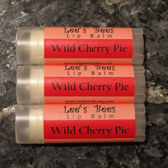 Lip Balm - Wild Cherry Pie, One Tube of All Natural Beeswax Lip Salve Chapstick by Lee the Beekeeper