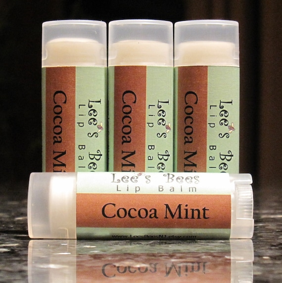 Cocoa Mint Lip Balm - One Tube of Beeswax Lip Salve Chapstick from Lee the Beekeeper