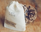 50 Small Thank You Pennant Muslin Bags for Wedding Favors, Gift Packaging and Businesses