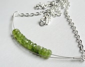 Peridot necklace - genuine peridot - green stone necklace - green bar necklace - semi precious gem - peridot bar necklace