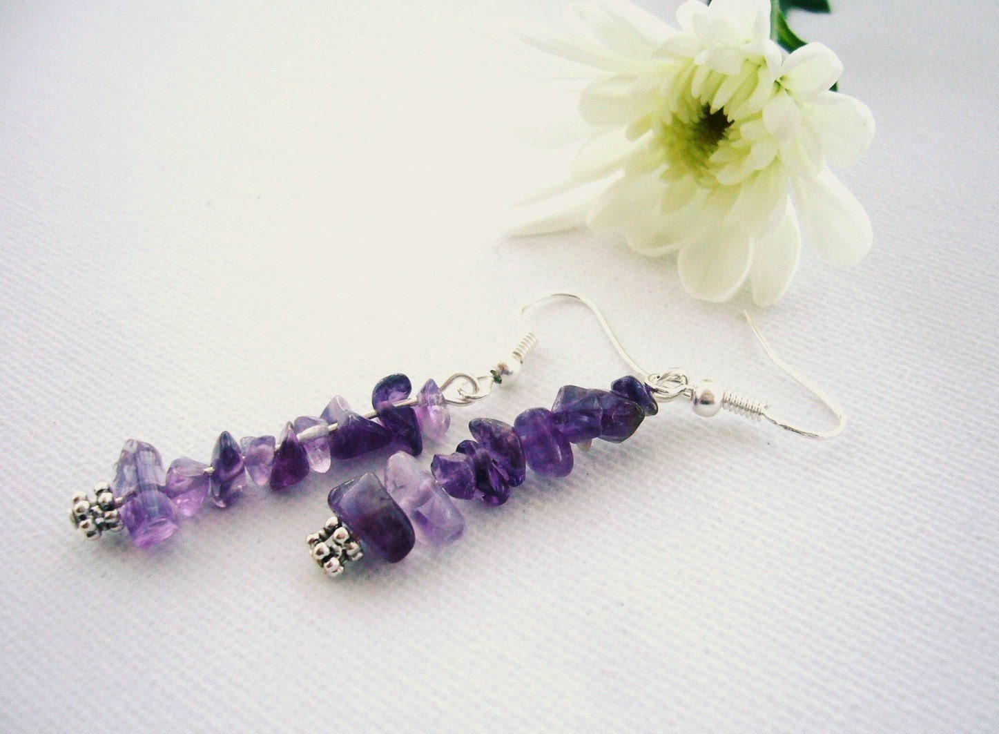 Purple Amethyst Earrings - Long Dangling  Earrings -  Handmade Fashion Jewellery